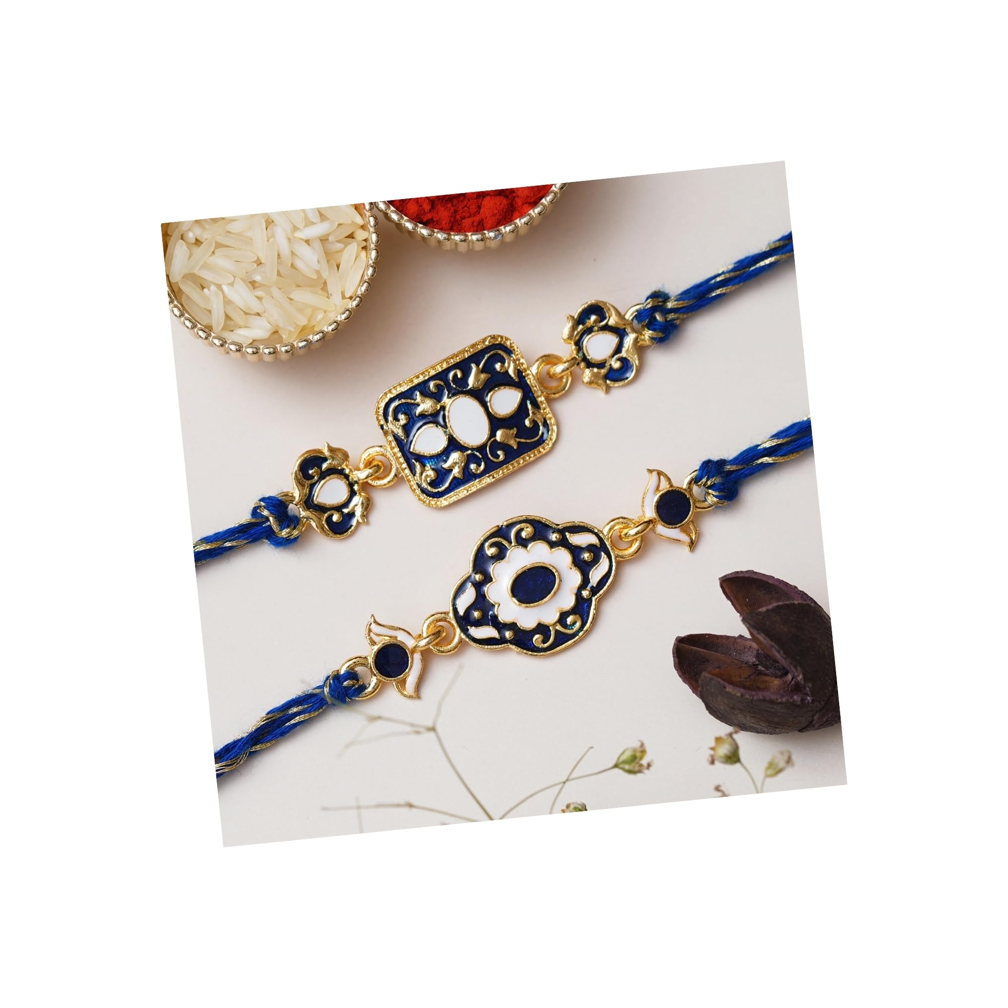 eCraftIndia Set of 2 Blue & Golden Designer Rakhis for Brother, Bhabhi, Kids with Roli Chawal Pack (B0CYXCXCP6) Amazon Price History, Amazon Price Tracker