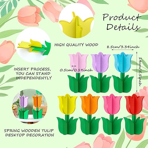 Miniatura 3 de Yaocom 14 piezas de regalo para el día de la madre, tulipanes de madera, bandeja escalonada, decoración de tulipanes de madera, centros de mesa,