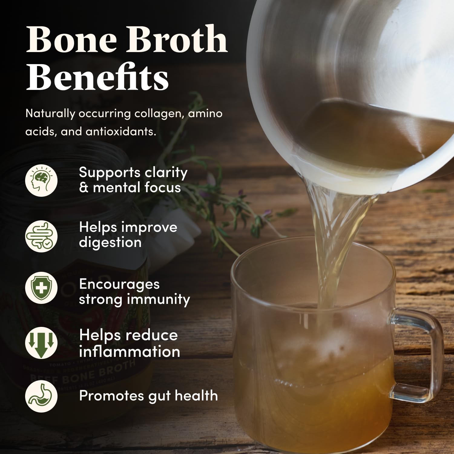 FOND Regenerative Grass Fed Beef Bone Broth – Slow-Simmered Beef Broth for Rich and Nourishing Flavor, Nutrient-Dense, Artisan Quality – Pure & Unflavored, 14 oz (4-Pack)