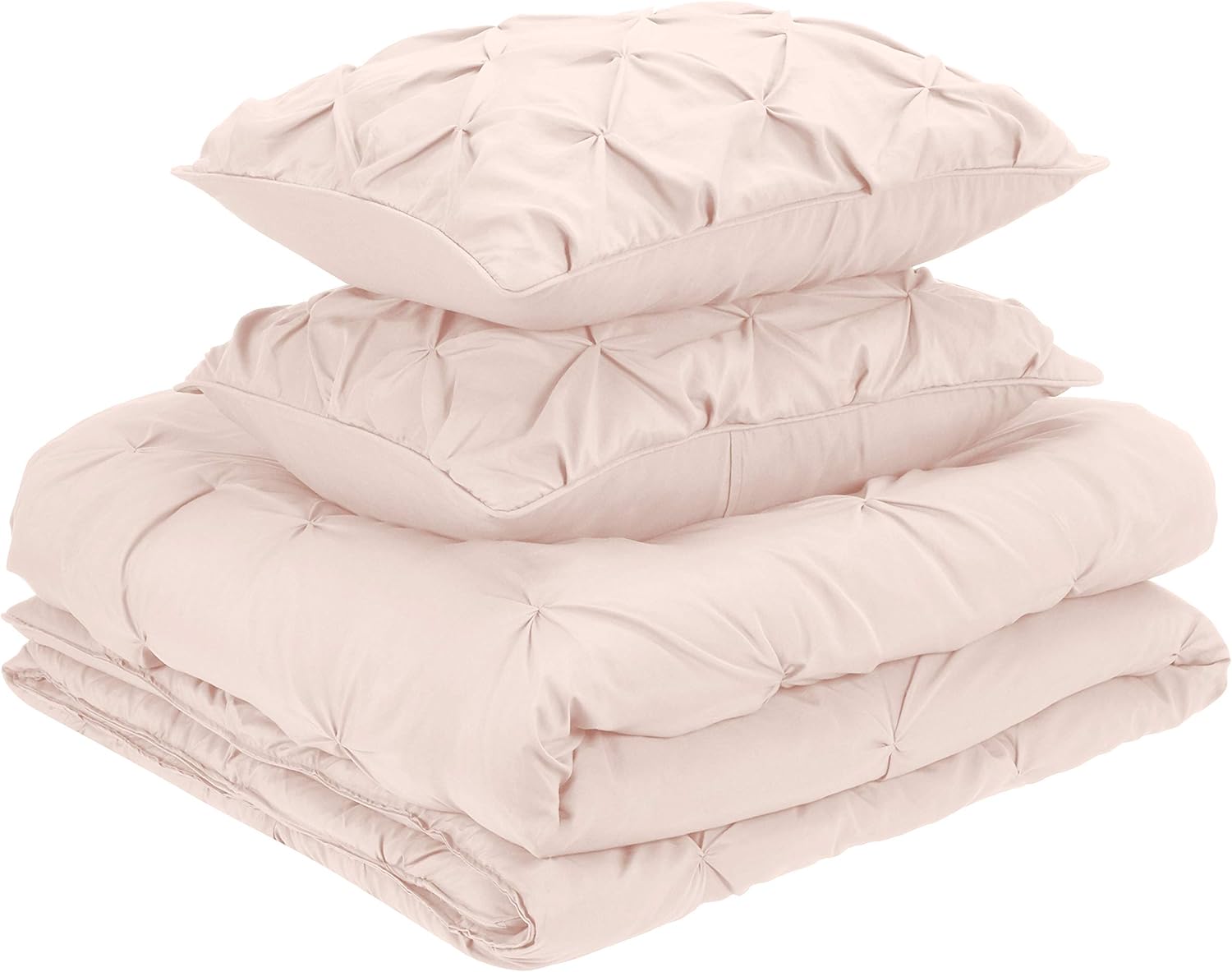  Basics Pinch Pleat Down-Alternative Comforter Bedding Set - Full / Queen, Blush: Home & Kitchen