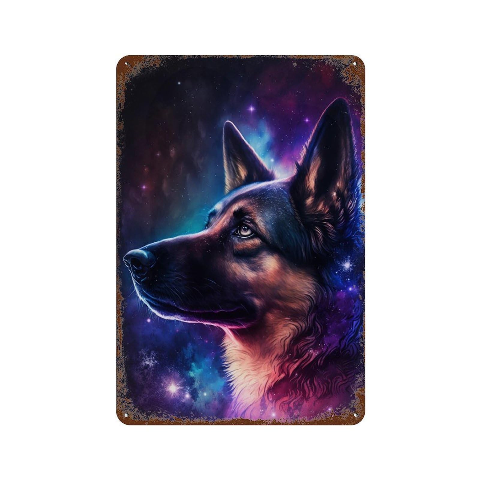 Galactic Dog Portrait -18 Rusty Metal Tin Sign 11.8"x7.9", Ideal for Shed, Workshop And Garage Wall Decor
