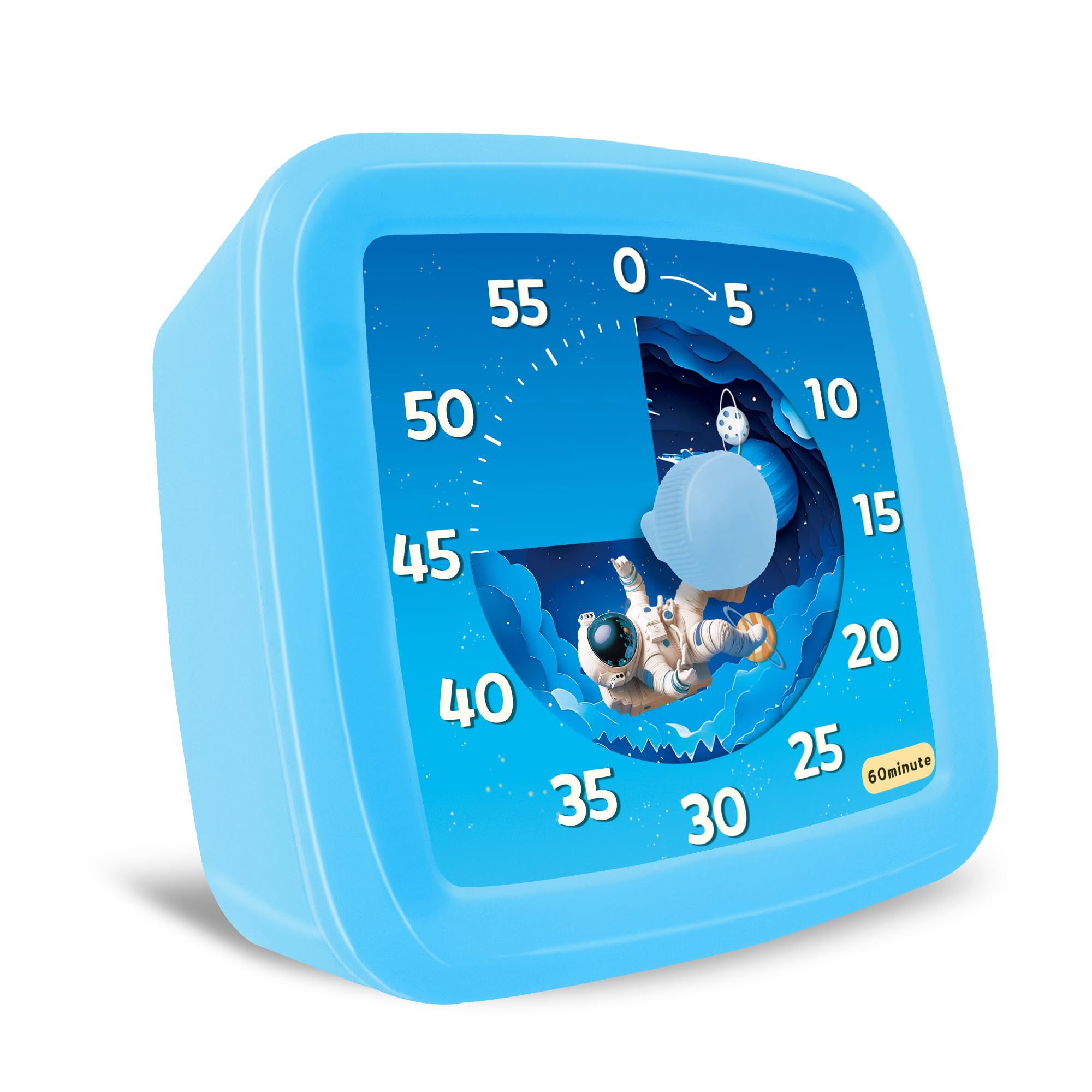 Photo 1 of Visual Timer for Kids, 60-Minute Countdown Timer for Classroom Office Kitchen, Pomodoro Timer Spaceman Pattern, Time Management Tools with Silent Operation,Desk Time Clock for Kids and Adults
