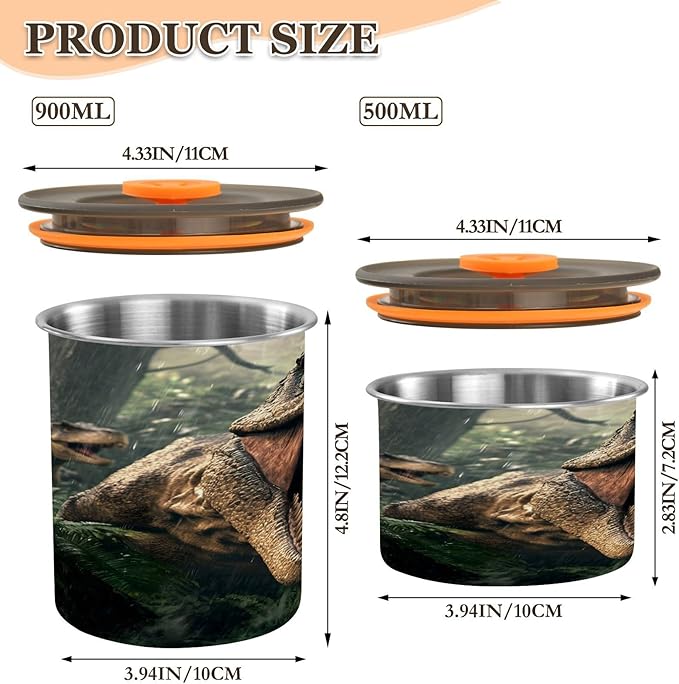 ALAZA Dinosaur Jungle Coffee Canister 17oz Food Storage Canister with Lids Kitchen Organizer Decor for Beans Tea Sugar Gournd Rice miniatura 3