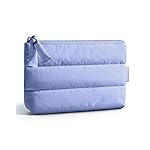 BAGSMART Small Makeup Bag, Puffy Portable Cosmetic Pouch with Charm Zipper, Water-Resistant Travel Organizer for Women (Lavender, Small)