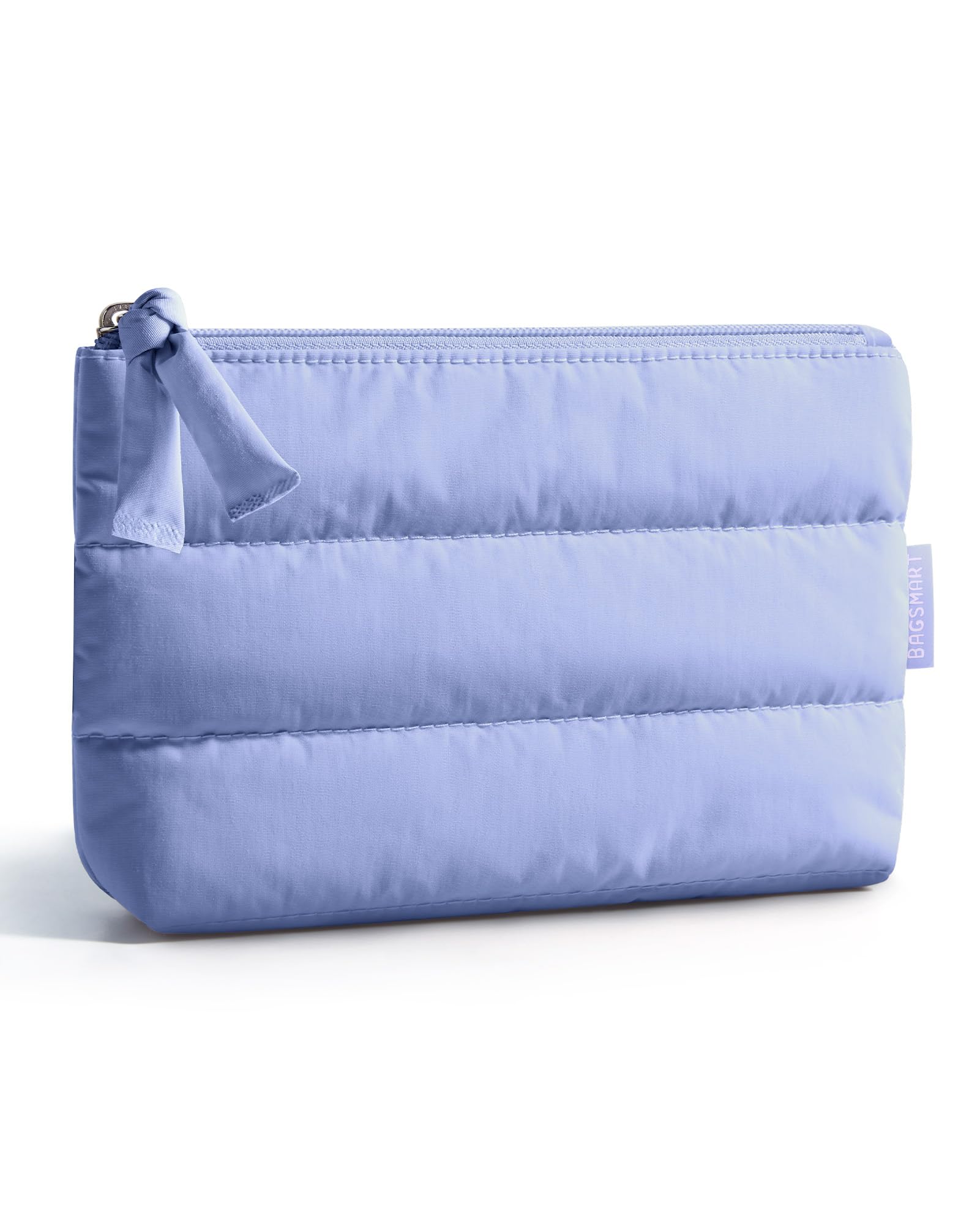 Trousse de maquillage lavande au design bouffant raffiné
