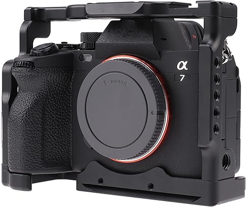 Miniatura 7 de Jaula para cámara Sony A7 IV A7S III DSLR, jaula con mango y liberación rápida 1/4 pulgadas 3/8 pulgadas tornillo de expansión de micrófono monitor