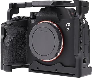 foto4easy Camera Cage for Sony A7 IV A7S III DSLR Camera with Quick Release 1/4 inches 3/8 inches Screw and Cold Shoe Expansion Microphone Monitor Fill Light, Black