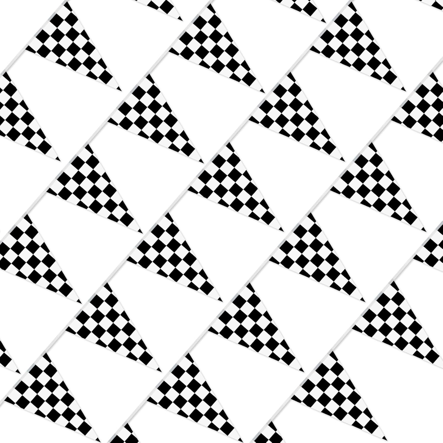 MARFOREVER 32 Ft Red Plaid Checkered Pennant Banner Flag Red Gingham Flag Bunting Garland BBQ Party Decorations for Picnic Pizza Carnival Birthday Christmas Farmhouse Party Supplies, 11.8 x 7.9 inch