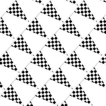 MARFOREVER 32.8 Ft Black and White Checkered Flag Banner 24Pcs Racing Flag