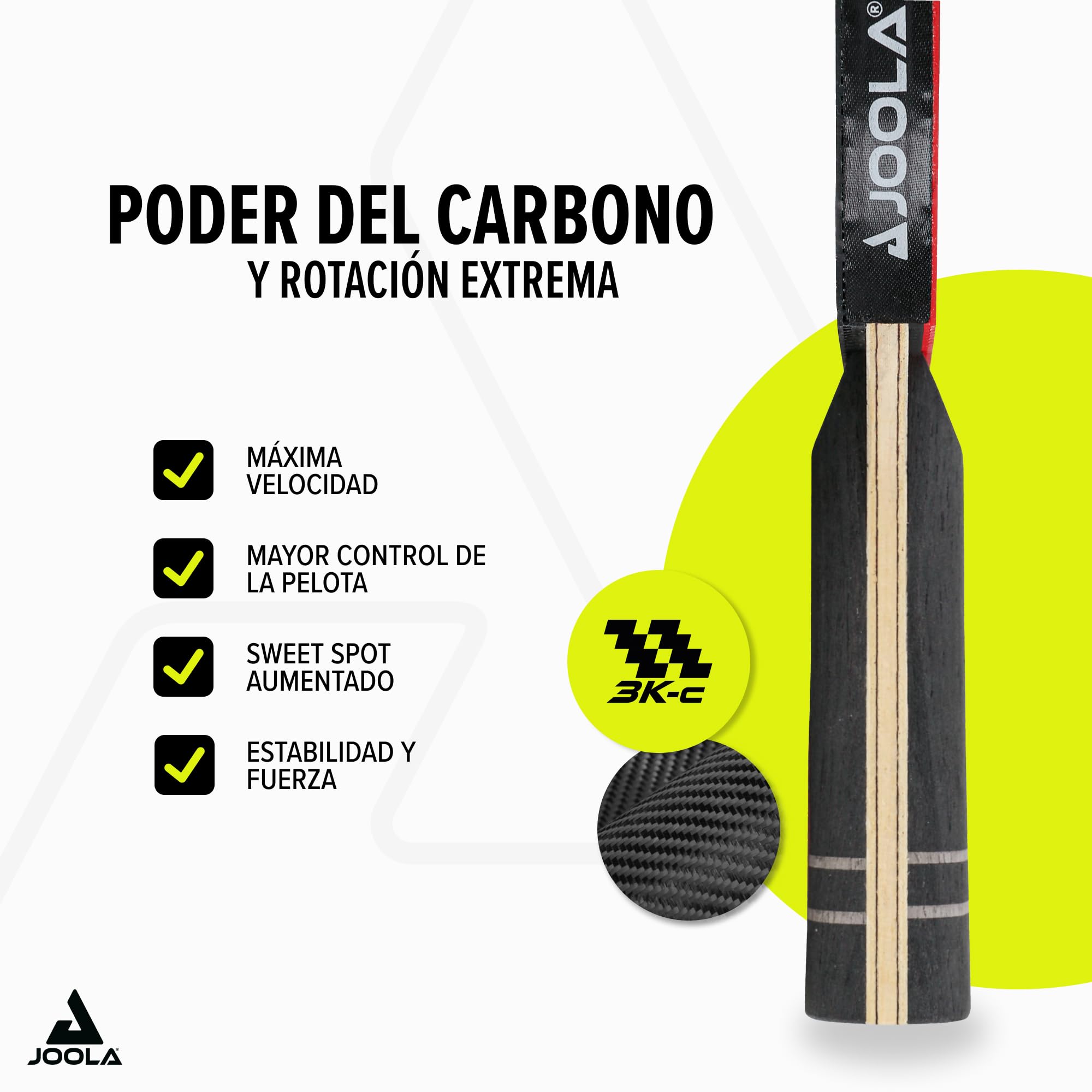 JOOLA Palas de Tenis de Mesa Profesionales Infinity Carbon Mega Carbon Rossi ITTF
