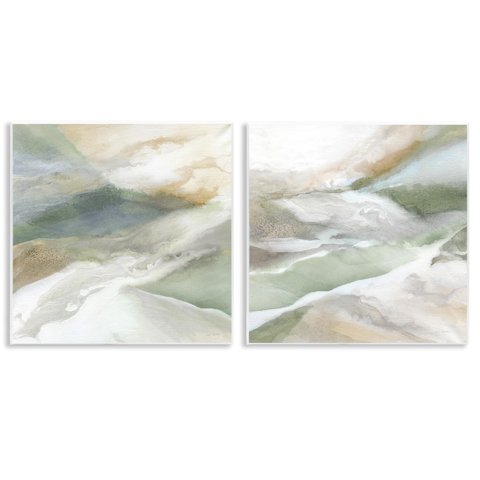 Stupell Industries 'Serene Misty Valley Abstraction', 2pc Wall Plaque Art Set, 12 x 12 Inches, Easy to Hang and Sturdy, Made in USA, by Carol Robinson