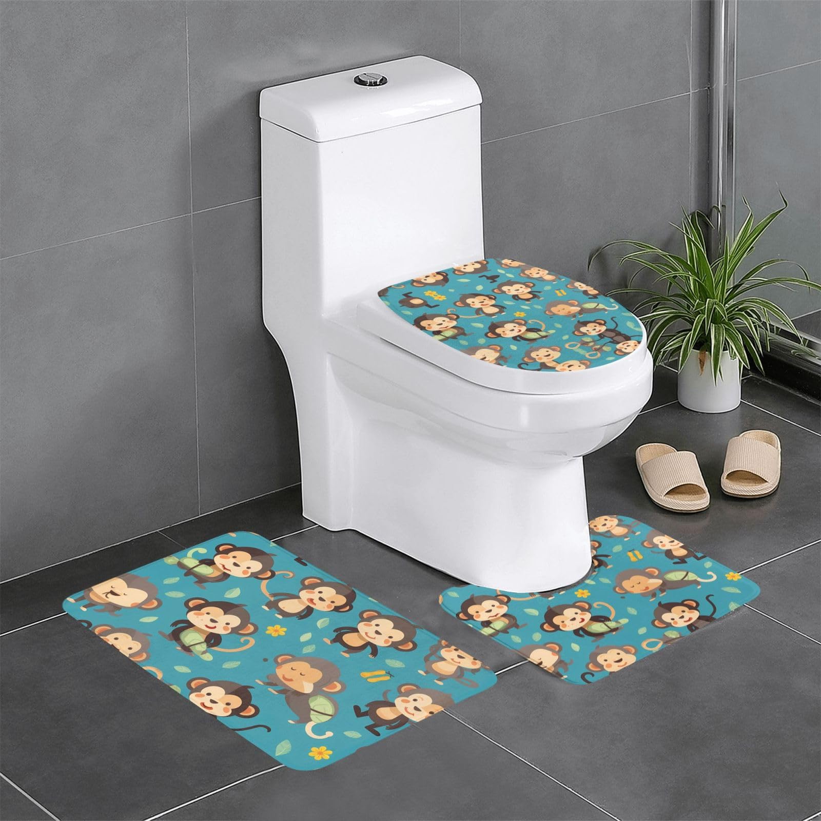 Tapis de salle de bain singe pour éviter les glissades sur le carrelage des WC