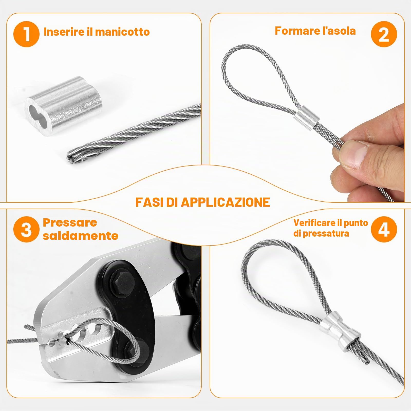 KF CPTEC Pinza crimpatrice per fune metallica 1/16" – 3/16" (1,58 – 5,0 mm) – Pinze per manicotti in alluminio & manicotti ad anello, carico pesante per pesca, ringhiere e fune metallica