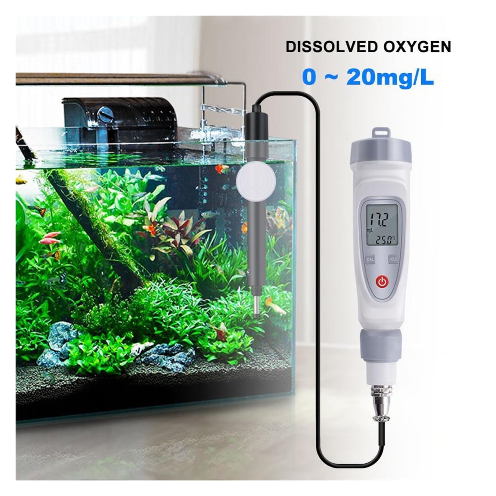 Medidor digital de oxígeno disuelto portátil JPB-70A, medidor calidad del agua Agricultura y actividades al aire libre