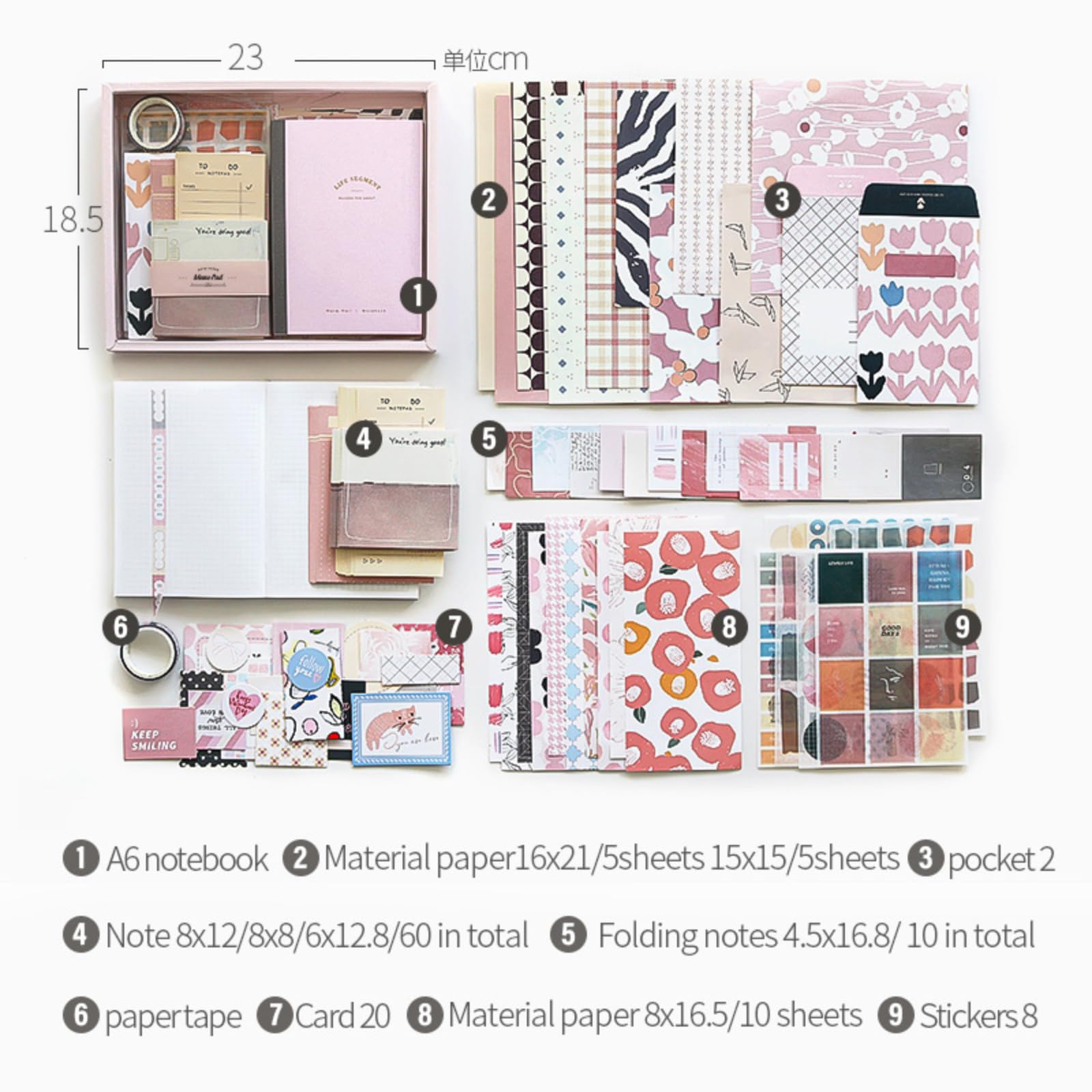 The AutoStory Scrapbooking Kit A6 Junk Journal Notebook Cute Decals Decorative Cardstock Washi Tape DIY Craft Art Diary Planner Decor Keepsake Gift for Women Teens Girls (Warm Greetings, Pink) 3