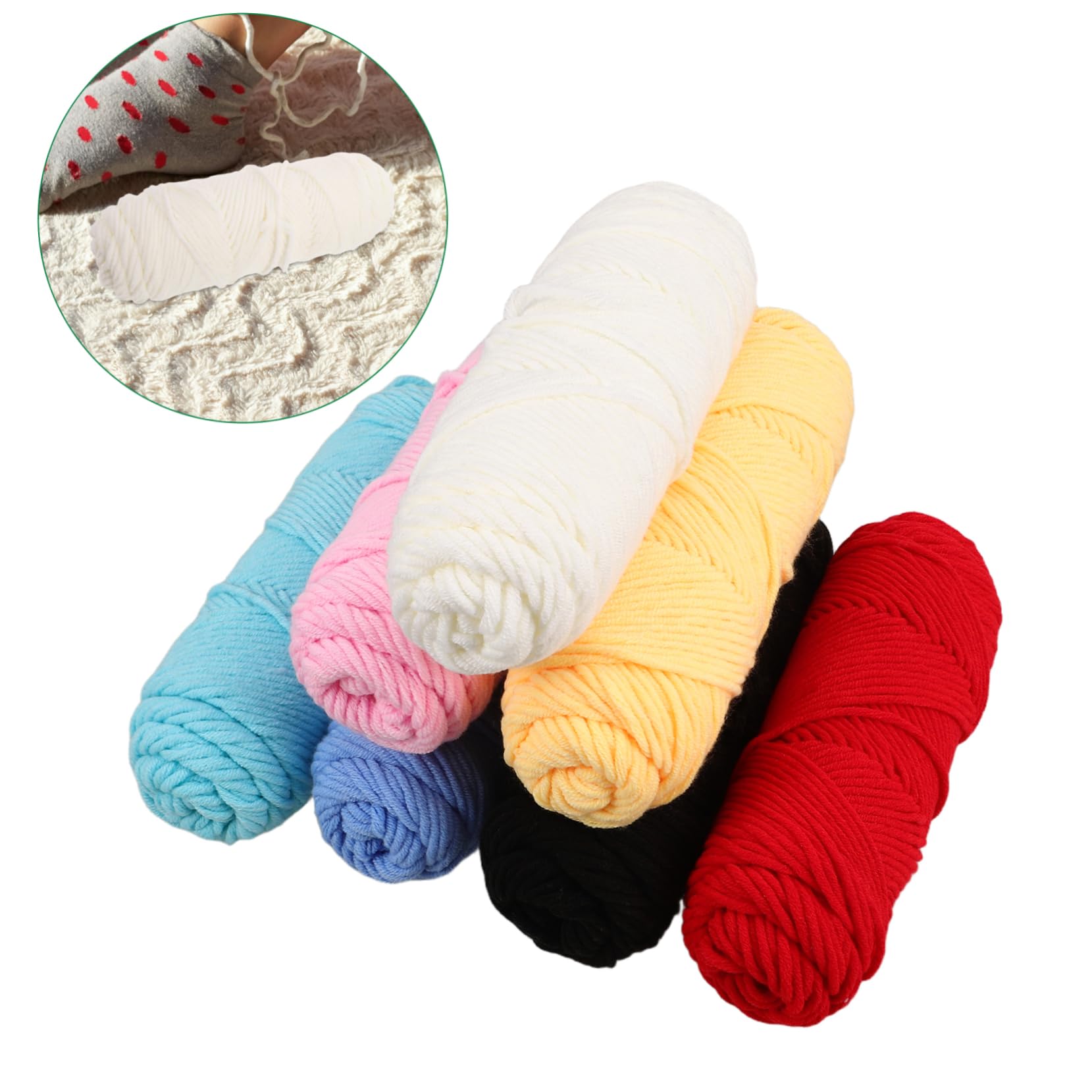 Filato di Cotone Spesso 8 Capi, 7 Pezzi, Yarn per Uncinetto