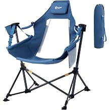 Portal Hammock Camping Chair Heavy Duty 400lbs - Breathable Mesh Outdoor Swinging Chair with Adjustable Recline & Headrest Pillow, Portable Hammock Chair for Camping Beach Sports Events, Blue