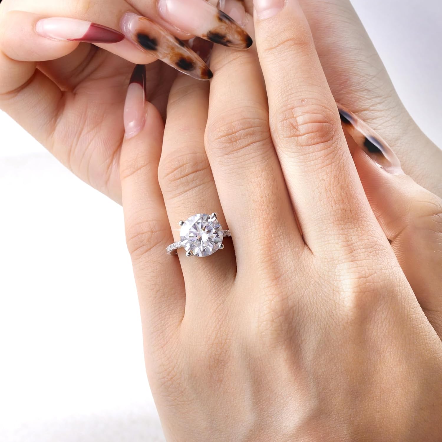 3-5CT Moissanite Solitaire Ring - 925 Sterling Silver Moissanite Rings 3-5 Carat Moissan Engagement Ring Anniversary Jewelry Gift for Women and Wife D Color VVS1