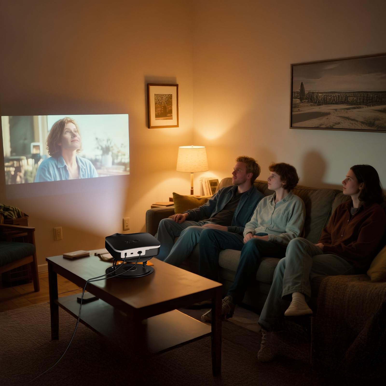 Beamer Tischständer, 360° Drehbare Projektor Tischhalterung mit 1/4 Gewinde, Desktop Projektor Ständer for Heimkino, Spielzimmer, Büro, Schwarz