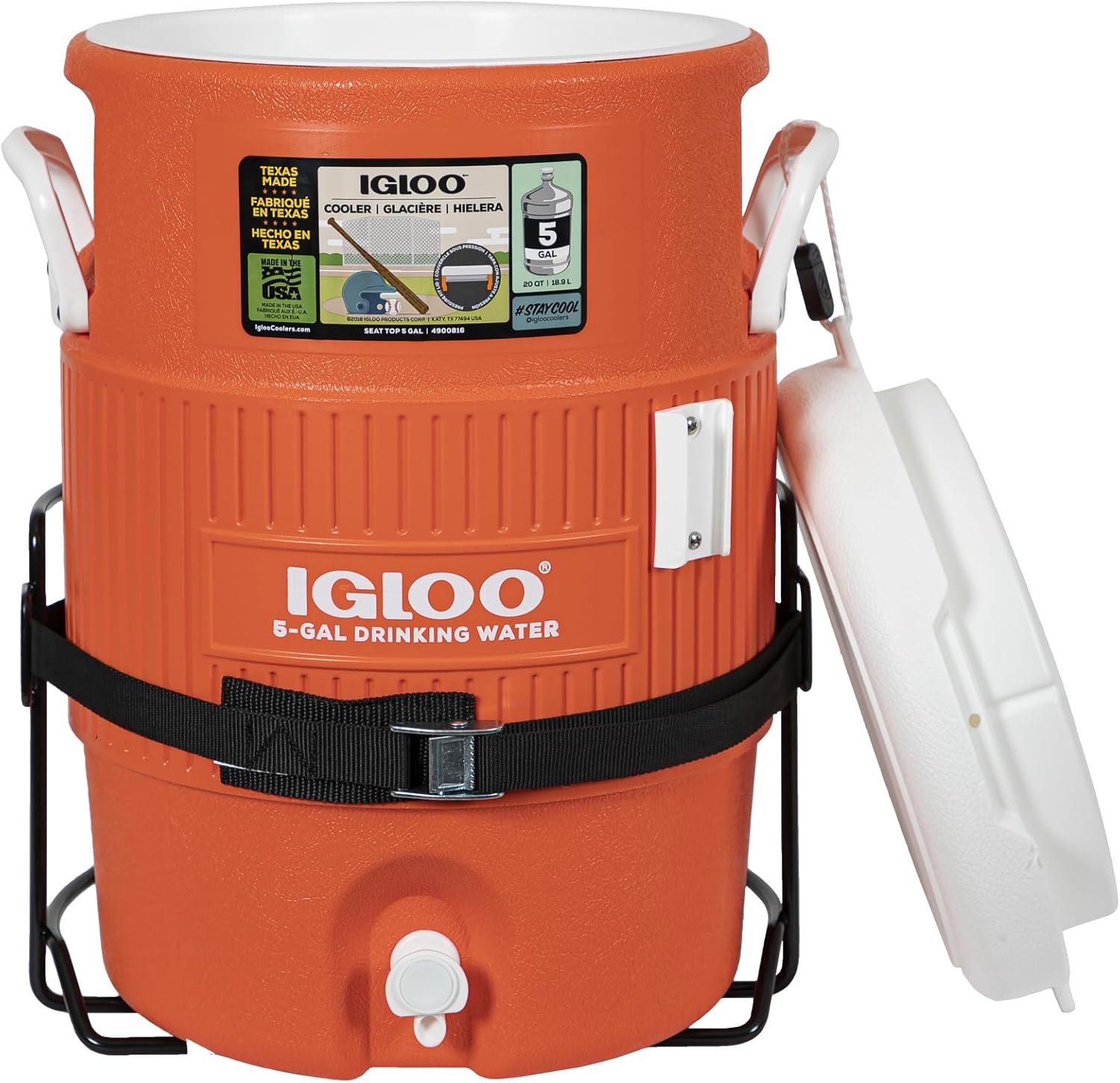 Buyers Products Steel Wire Water Beverage Cooler Truck, Cart, UTV, Mower or Landscape Trailer Mount Rack Holder, 5201007, 5 Gallon, Black