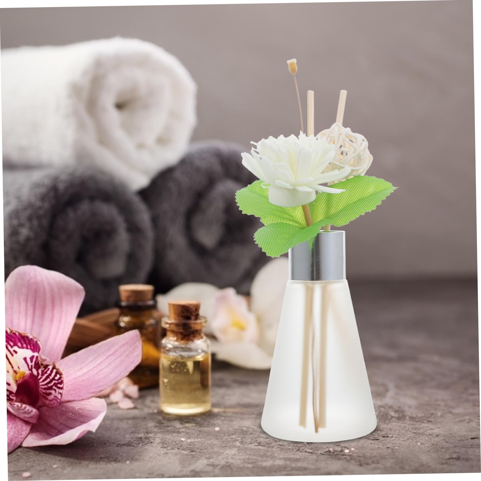 BESTYASH 3 Stück Aroma Diffusor Flasche aus Klarglas mit Getrockneten Blumen Dekorative Duftflasche für Aromatherapie für Raumduft