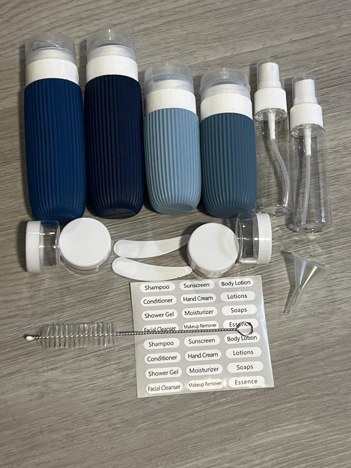 Mrsdry 16 Pack Travel Bottles Set, TSA Approved Leak Proof Silicone Squeezable Containers for Toiletries, Refillable Travel Accessories for Conditioner, Shampoo, Lotion & Body Wash Accessories