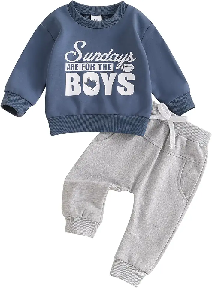Tsnbre Toddler Boy Fall Winter Outfits Baby Clothes Cute Letter Long Sleeve Sweatshirt Pants Set 6 12 18 24 Months 3T 4T