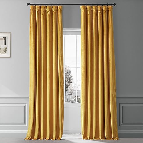 HPD Half Price Drapes - Cortinas de terciopelo de lujo con bloqueo de luz para dormitorio (1 panel), 50 x 84 pulgadas, cortinas opacas de hotel para