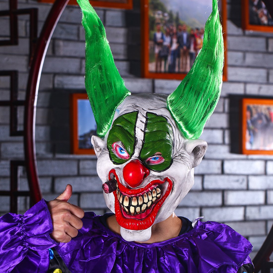 Hyaline&Dora Evil Scary Demented Psycho Clown Latex Mask with