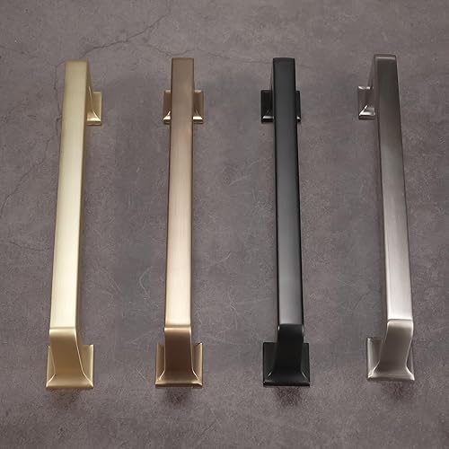 Miniatura 6 de COTYKILEY Paquete de 6 manijas de gabinete de níquel satinado cepillado de 10 pulgadas (10.079 in), tiradores de gabinete de cocina, manijas de