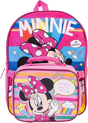Miniatura 2 de Juego combinado de mochila de Minnie Mouse, juego de mochila de 4 piezas para niñas de Minnie Mouse de Disney - Kit de mochila y almuerzo, Rosa,