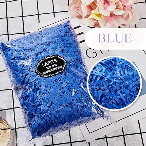 Jieddey Papier Füllmaterial für Geschenkbox,Geschreddertes Papier 100 G Ostergras Raffia Hamper Shreds SeidenPapier zum Verpackungen Füllen Körben Geschenken Blau