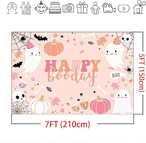 Miniatura 4 de Mocsicka Fondo de Halloween para cumpleaños, decoración de fiesta de cumpleaños, Halloween, lindo boo, calabaza, cumpleaños, fotografía, cabina de