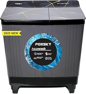 Foxsky 8.0 kg 5 Star Semi-Automatic Top Loading Washing Machine Appliance (2024 Model, Powerful Motor, Effective Wash Pulsator, 1450 RPM & Castors)