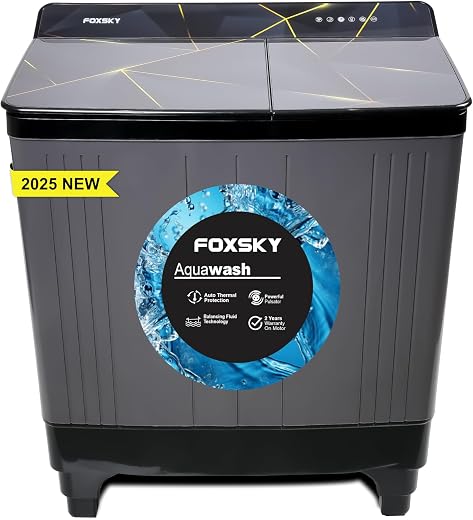 Foxsky 8.0 kg 5 Star Semi-Automatic Top Loading Washing Machine Appliance (2024 Model, Powerful Motor, Effective Wash Puls...