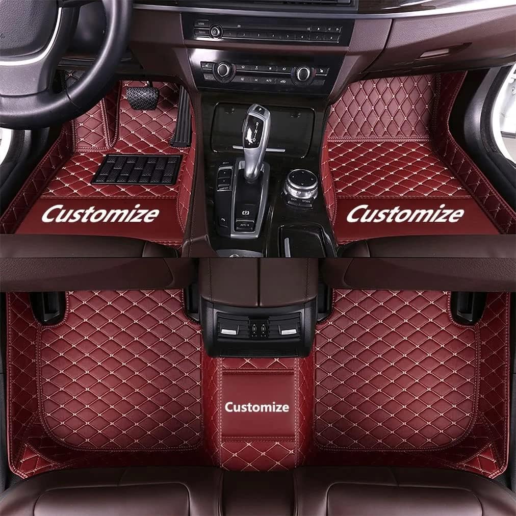 Car Floor Mats for 99.9% Sedan SUV Sports Customize Liners Car Floor mat All Weather Pads Leather Full Coverage Emergency Waterproof Custom Floor mats Carpets (Wine Red)