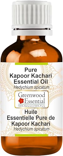Greenwood Essential Aceite esencial puro de Kapoor Kachari (Hedychium spicatum) destilado al vapor, 0.5 fl oz (0.50 oz)