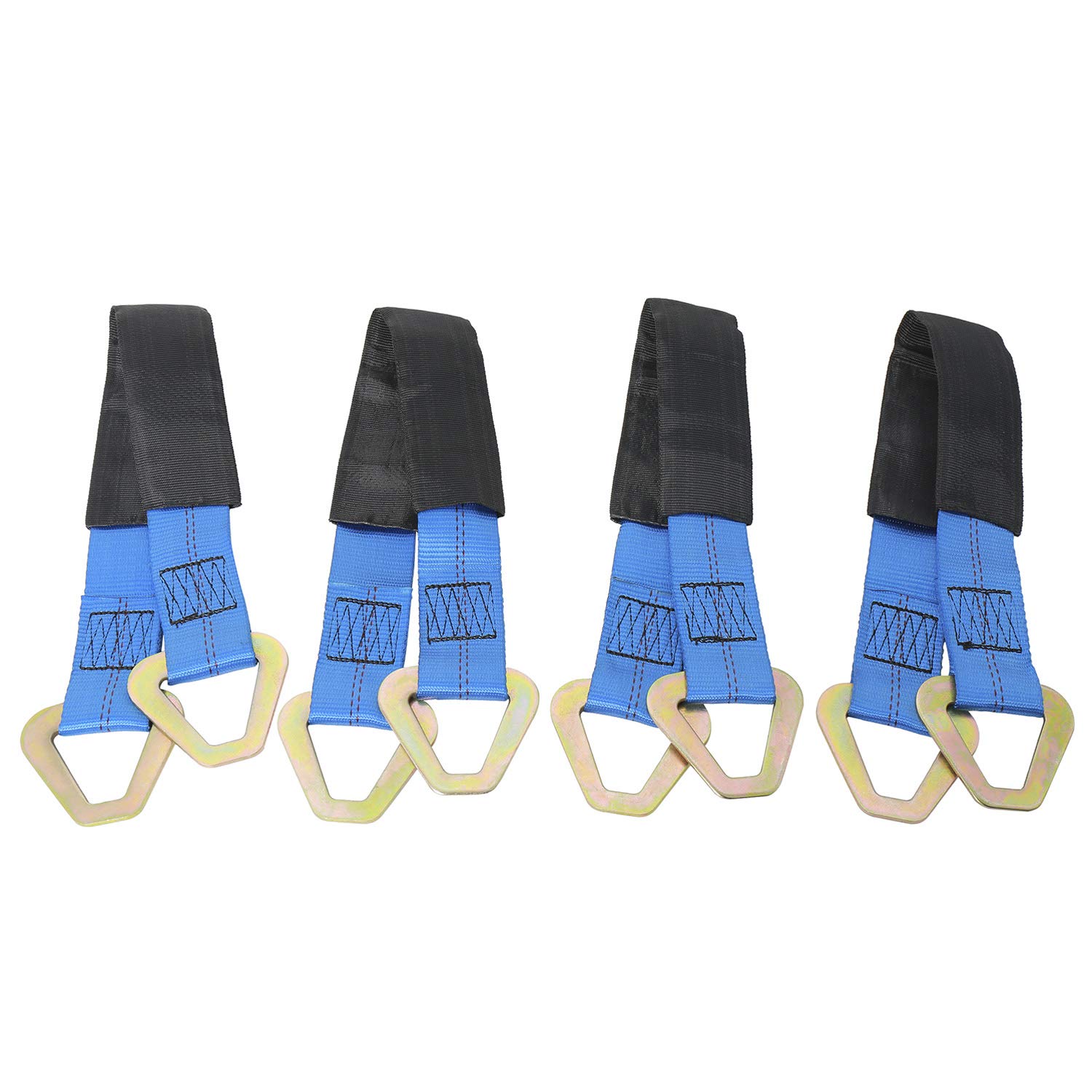 NovelBee 4 Pack de 24 x 2 pulgadas correa de eje con funda protectora y anillo en D para asegurar el transporte del coche (azul)
