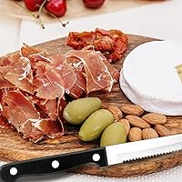 Vista 5 de Juego de 12 cuchillos dentados para carne, juego de cuchillos de carne de triple espiga completa, color negro, 4.5 pulgadas, para cocina