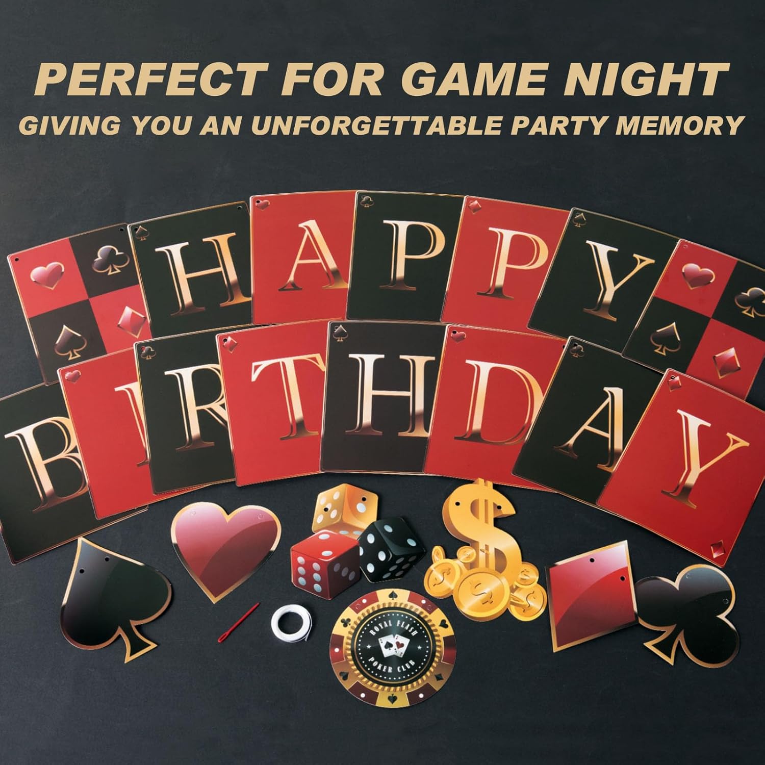 Casino Theme Party Decorations Casino Birthday Banner Poker Night Las Vegas Birthday Party Supplies - Image 3