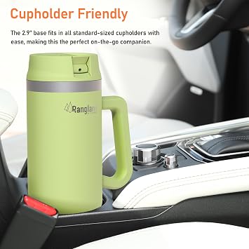 40 oz Tumbler with Handle and Carrier Sleeve - Double Wall Insulated, Leakproof Straw Lid, Neoprene with Padded Strap (Lime Green)