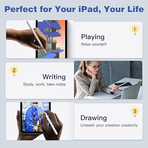 Miniatura 8 de TiMOVO Lápiz óptico para iPad, Apple Pencil con carga inalámbrica magnética y rechazo de palma sensible a la inclinación para iPad Pro de 12.9
