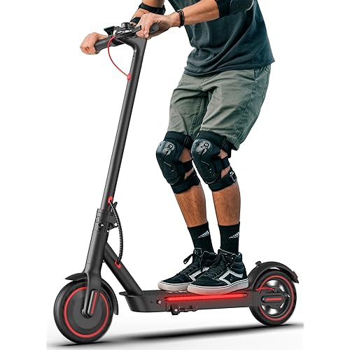Electric Scooter for Adults, Up to 19/23/25Miles, Built in Side/Turn Light, 8.5/10" Honeycomb Solid Tires, Folding E-Scooter with Front/Dual Suspension