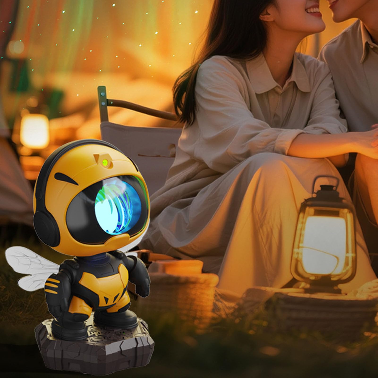 Generic Projektor Little Bee Nebula Lampka Nocna Wielokolorowa Dioda LED z Pilotem do Pokoju Dziecięcego i Romantycznych ustawień Nocnych Plastik 6,57x4,21x8,23 Cala