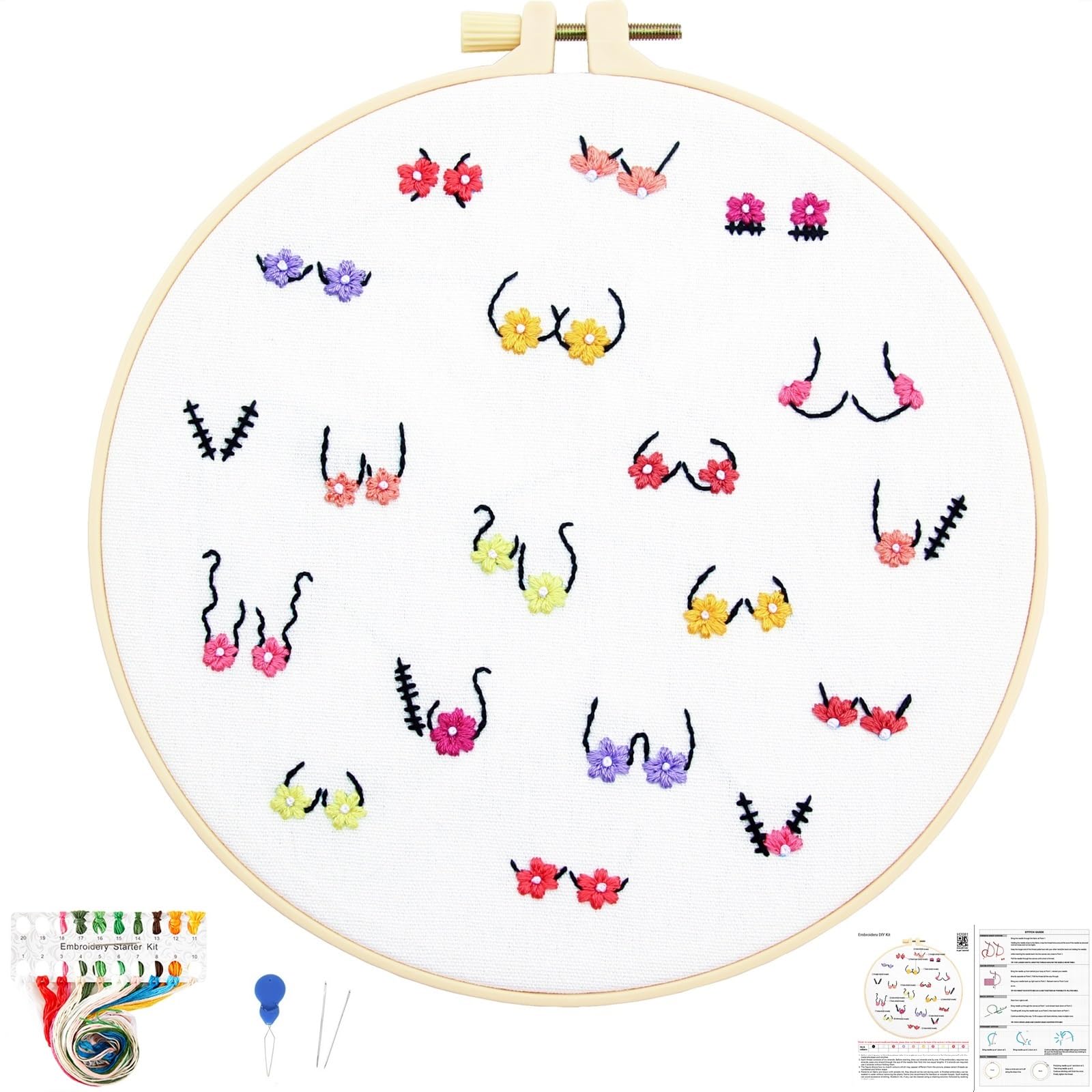 Beginner Embroidery Kits - Floral Designs & Video Tutorial -21