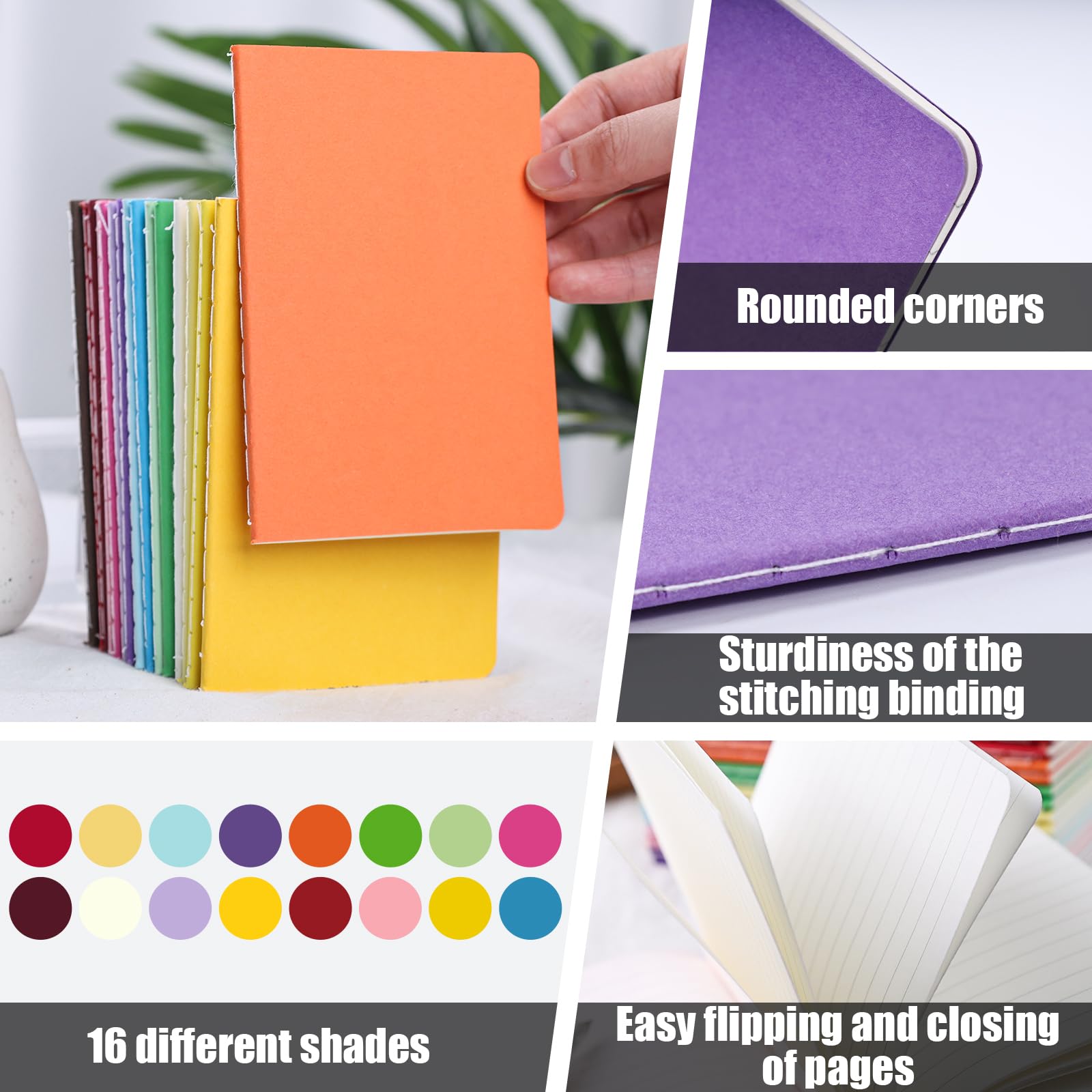HEYPLACE 16 cuadernos de bolsillo, 3.5 x 5 pulgadas, pequeños blocs de notas con páginas a rayas, mini cuaderno para escuela, oficina, hogar, regalos de viaje