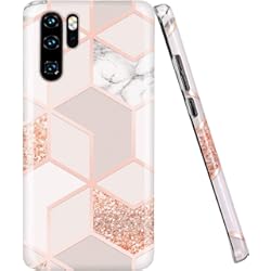 Jaholan - Carcasa para Huawei P30 Pro Bling Glitter Sparkle Rosa Oro mármol diseño Carcasa TPU Gel Funda Protectora Ultra Fina Fina Ligera Carcasa Flexible para Huawei P30 Pro - 6.47 Pulgadas