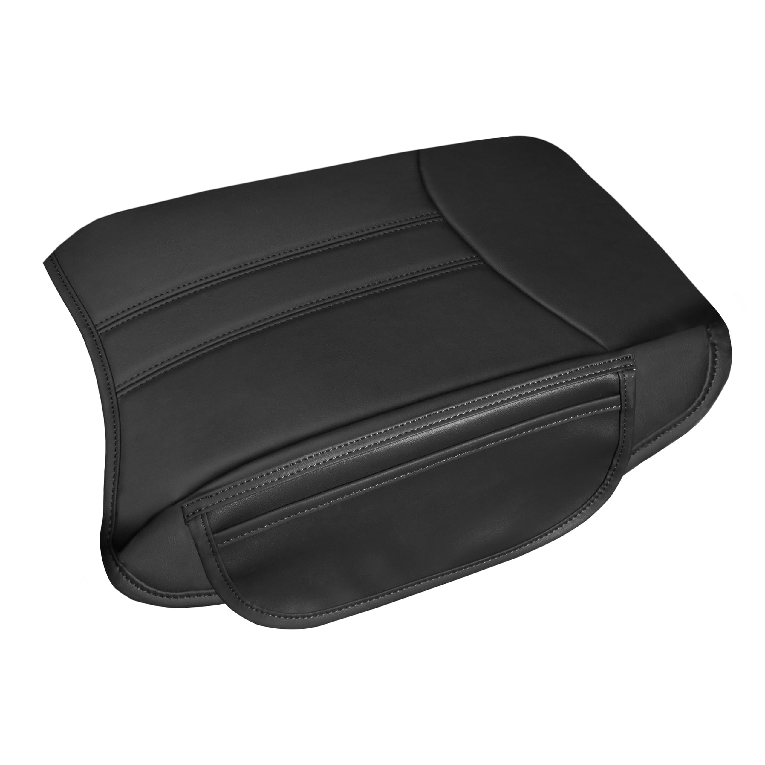 SENSHINEArmrest Cover for Honda Pilot Accessories 2023 2024 2025 Center Console Cover Anti-Scratch Leather Armrest Decoration with 2 Side Pockets for Honda Pilot Interior Accessories (Black Stitch)