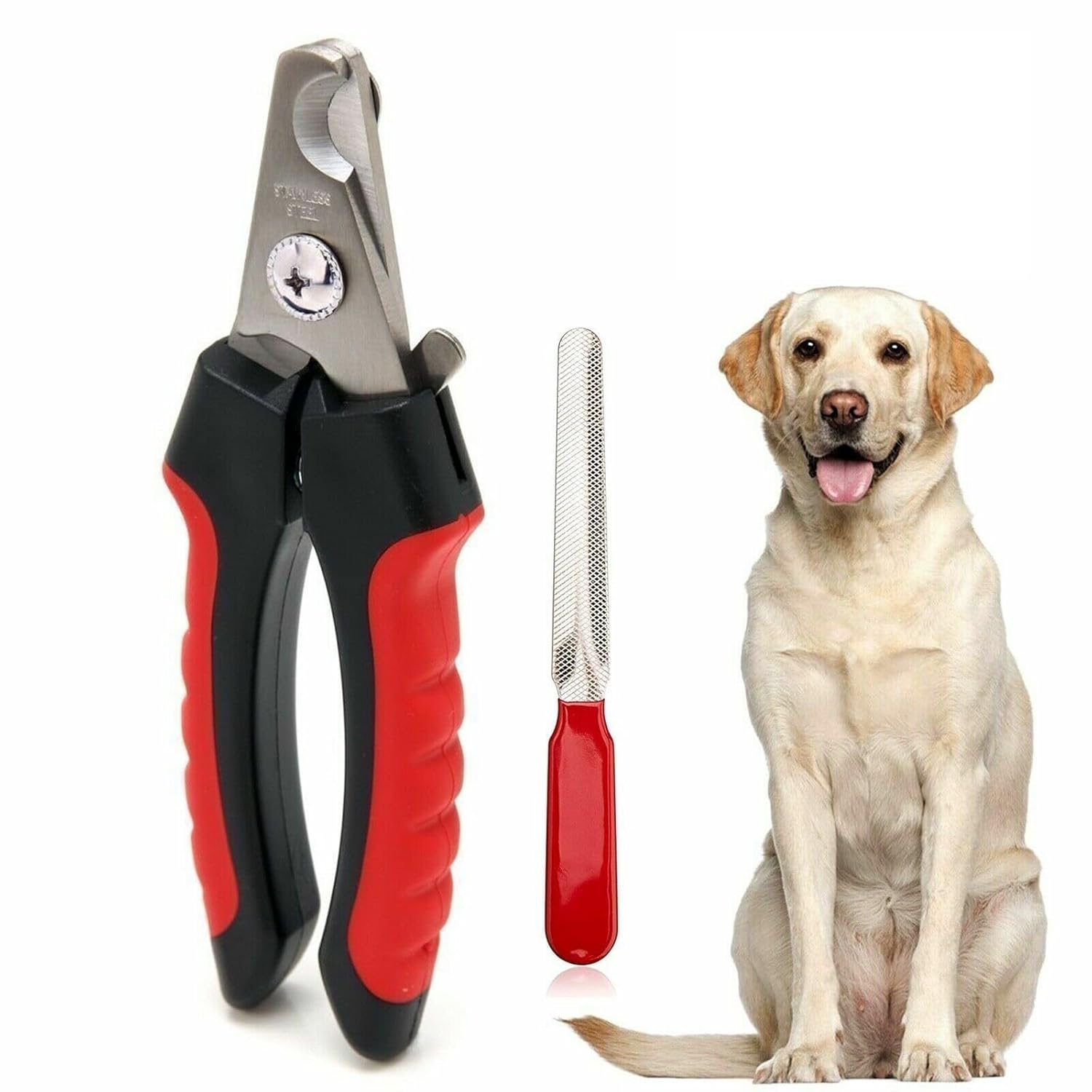 THE DDS STORE Pet Cat Nail Clipper Dog Nail Trimmer Non-slip Toenail Clippers with Safety Guard Pet Claw Clipper with Nail File for Dogs and Cats (Color May Vary)