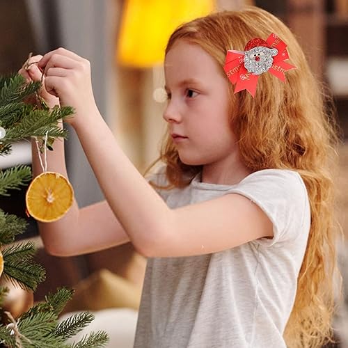 Miniatura 5 de Pasadores para cabello fino para niñas, accesorios para el cabello con lazo colorido, pinza para el cabello de Navidad, copo de nieve, muñeco de